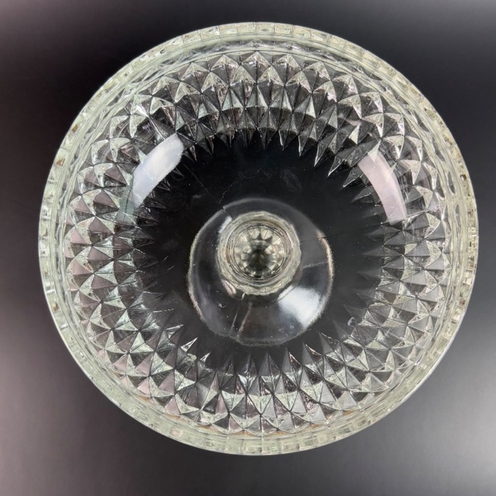 Indiana Glass VINTAGE Diamond Point Pedestal Clear Compote Serving Dish - Picture 14 of 14